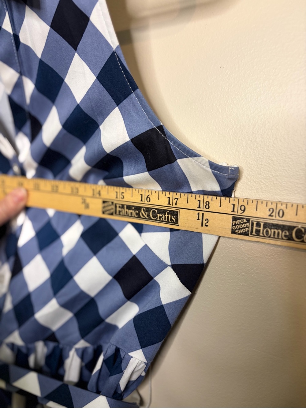 Tommy Hilfiger Navy and White Gingham Tie-Waist Midi Dress #1261 - Picture 12 of 14
